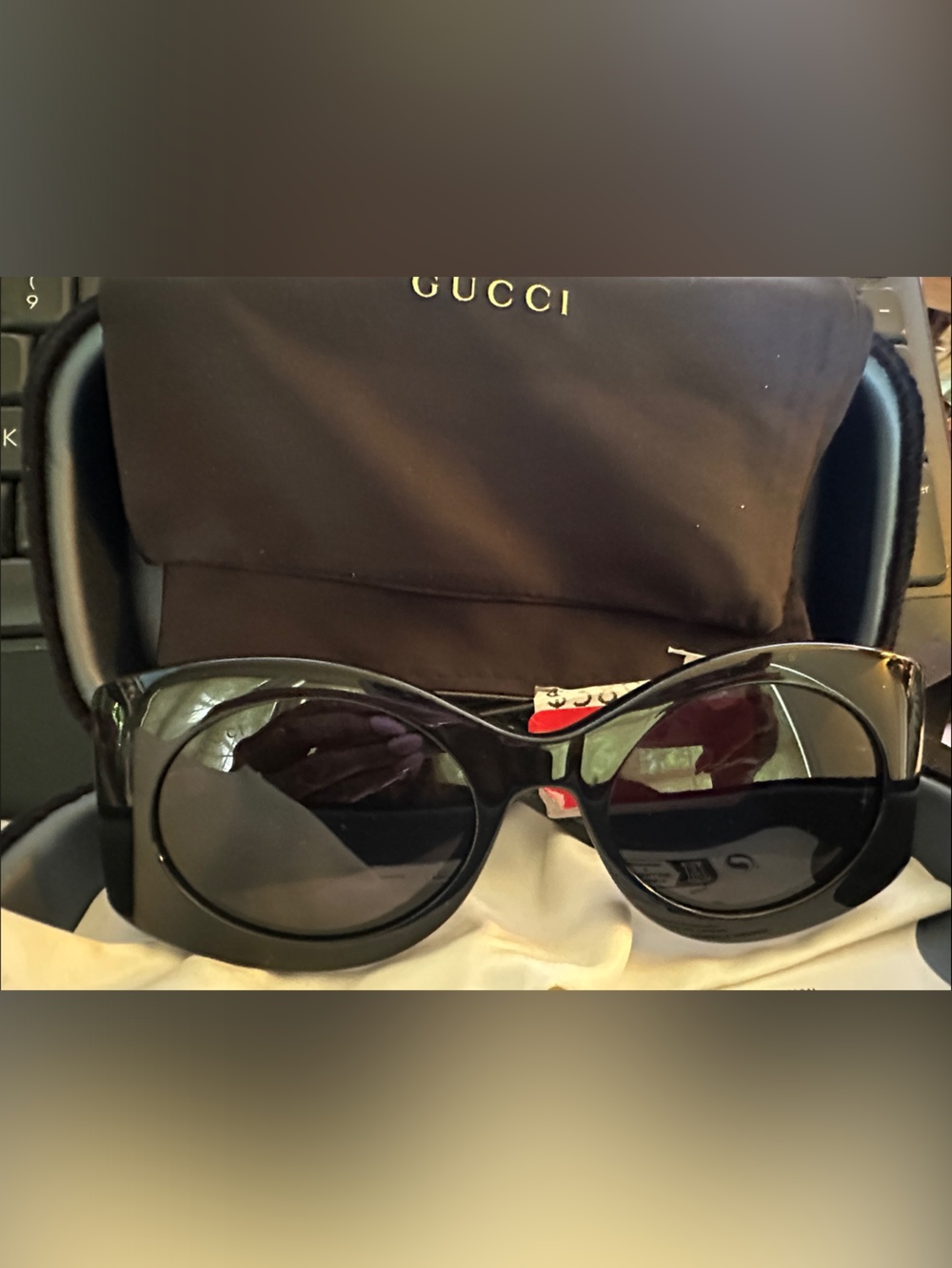 Gucci Black Sunglasses with Gold GG Logo